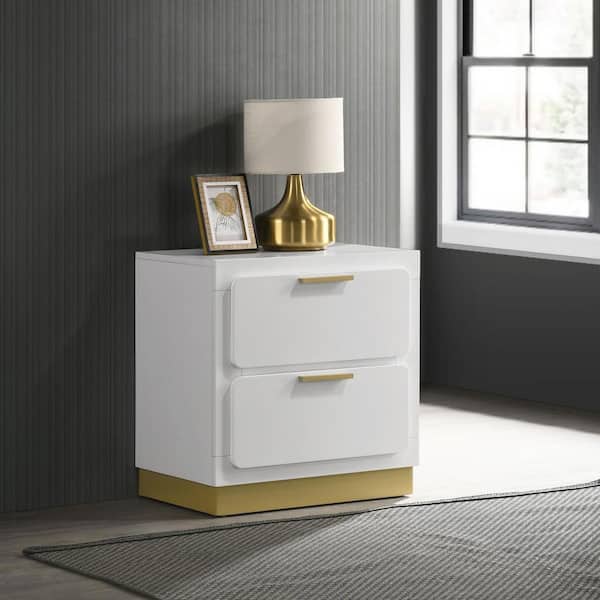 Coaster Caraway White 2 Drawer Nightstand 224772 - The Home Depot