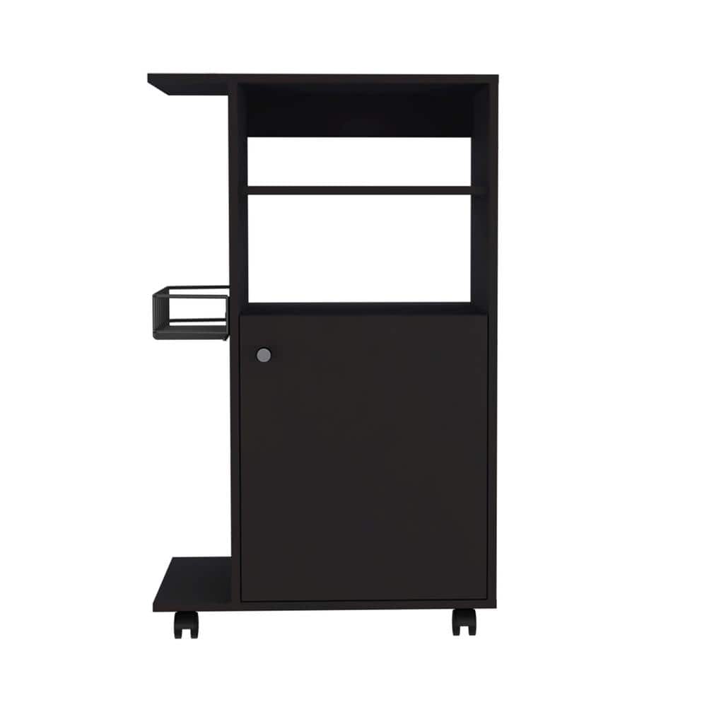 Outdoor Grill Cart with Caster, A 1-door Cabinet and Microwave Countertop