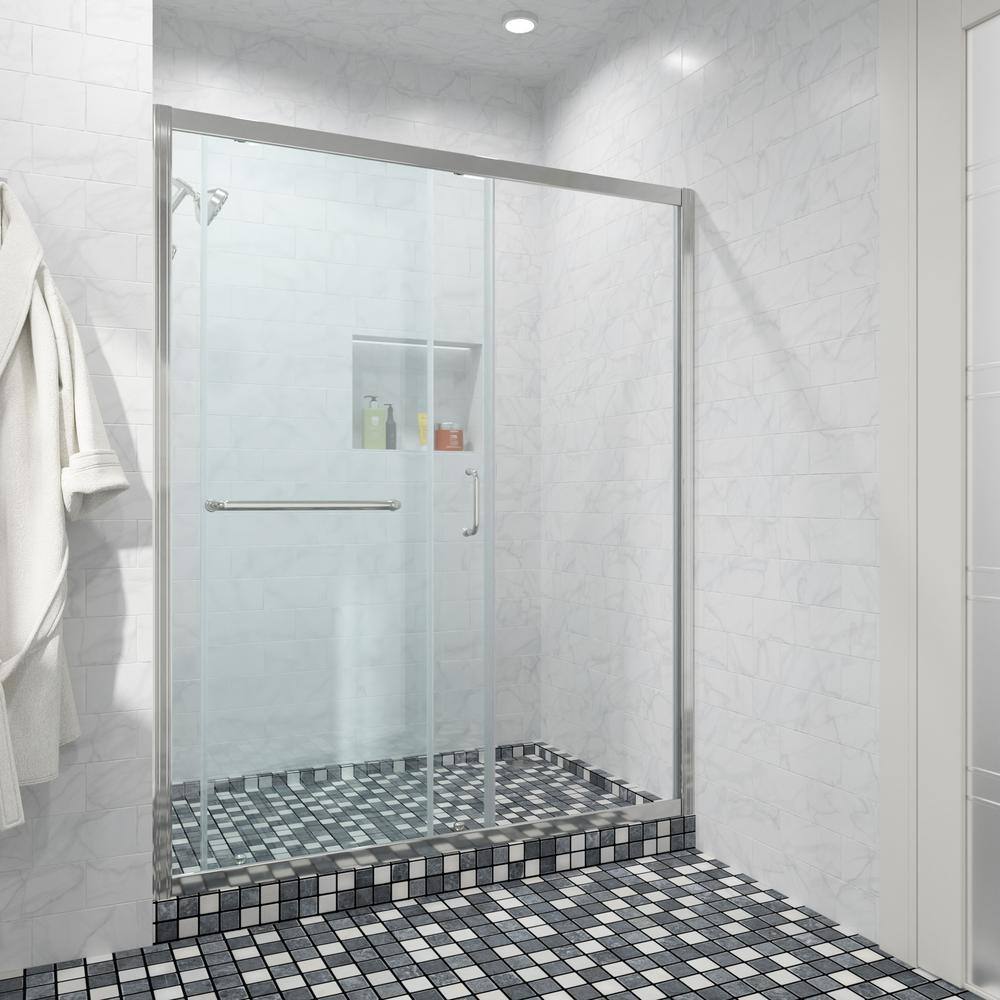 60 in. W x 72 in. H Single Sliding Framed Shower Door/Enclosure in Chrome with Glass price history on PriceWatchPro