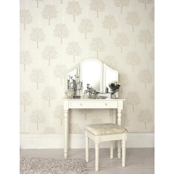 Walls Republic Cream Intricate Sequined Tree Print Non Woven Non-Pasted Textured Wallpaper 57 Sq. Ft.