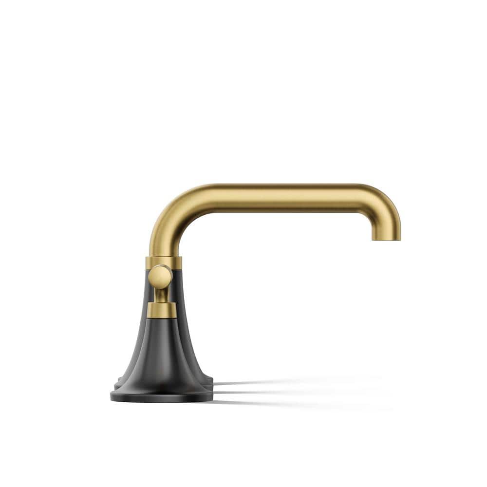Matte Black and Moderne Brass Widespread Bathroom Faucet