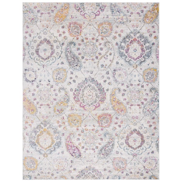 SAFAVIEH Madison Grey/Gold 10 ft. x 14 ft. Medallion Floral Area Rug