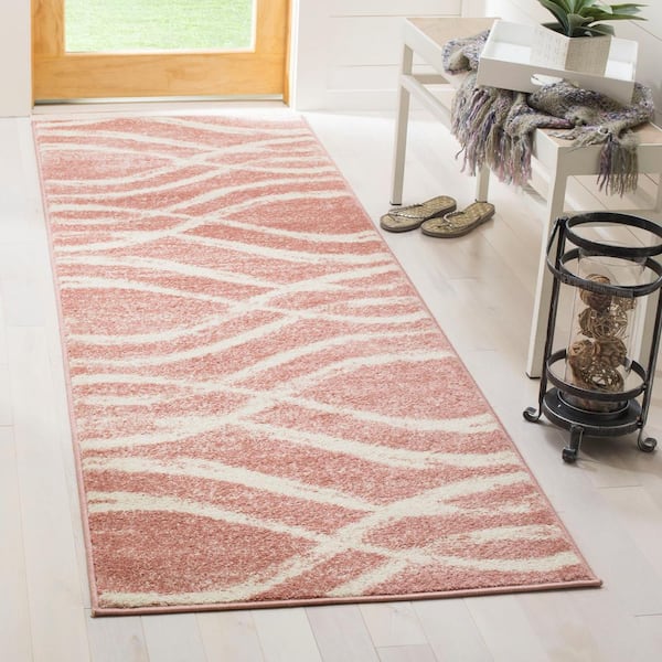 Adirondack Rose/Cream 3 ft. x 6 ft. Waves Runner Rug