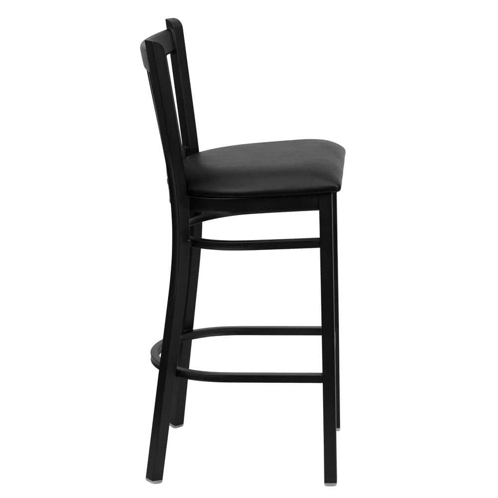 Hercules Series Chic Black Metal Barstool with Vinyl Seat
