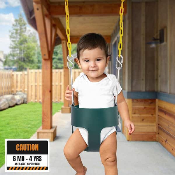 Sorbus Green Bucket Swing with Chain Baby Bucket Swing 68 in. Age