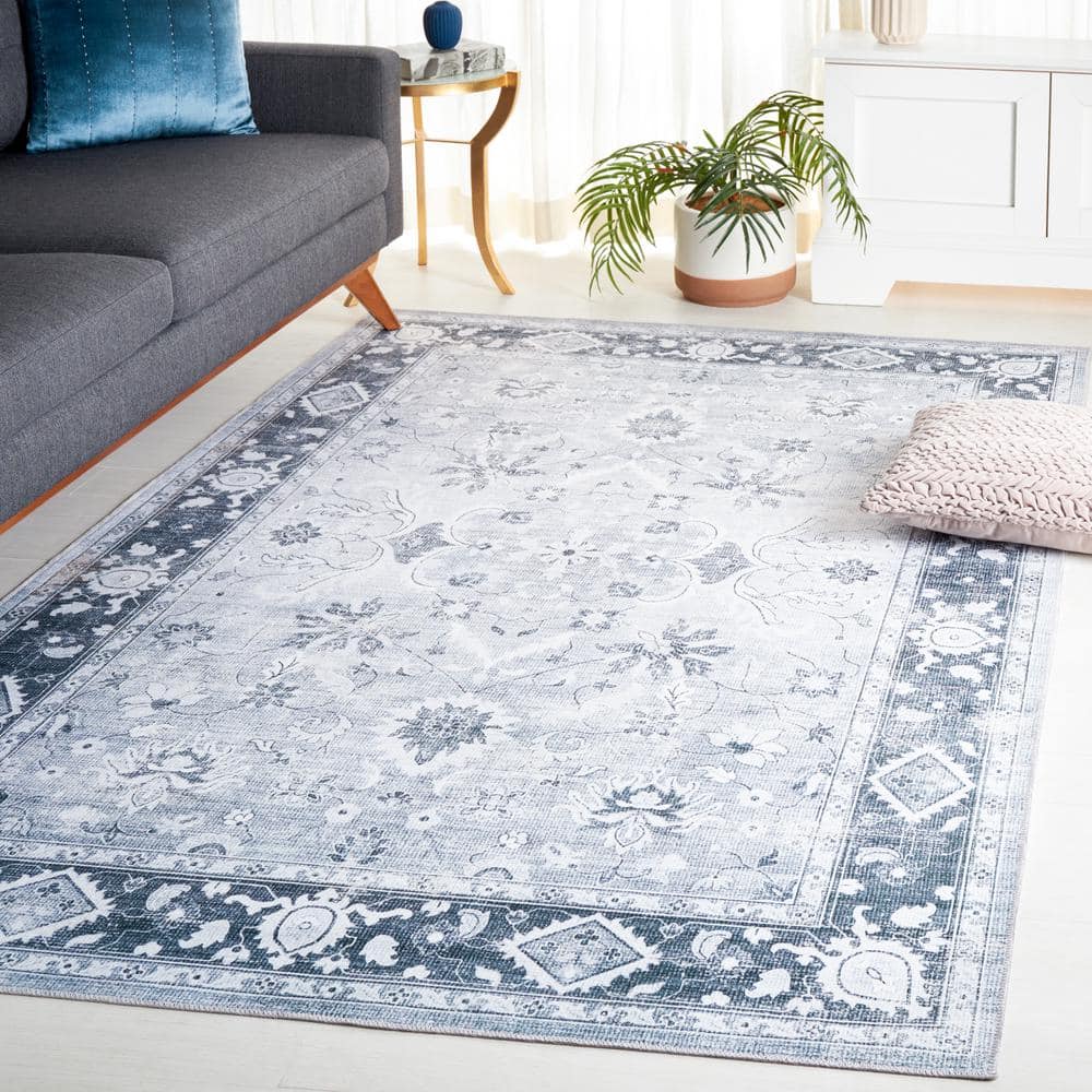Arizona Gray Synthetic Machine Washable Area Rug 4' x 6'