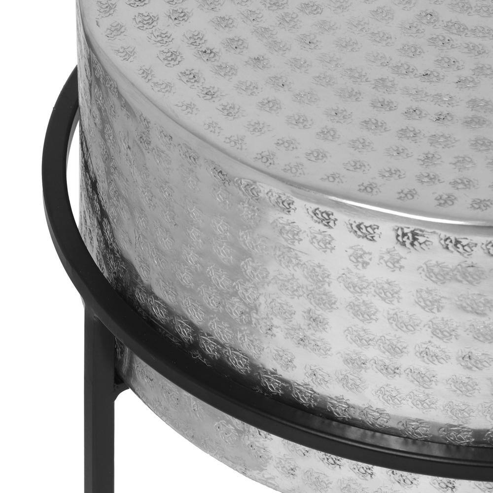 Modern Round Black and Silver Aluminum Side Table