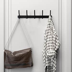 Wall Mounted Aluminum J-Hook Robe/Towel Hook with 5 Hooks in Matte Black