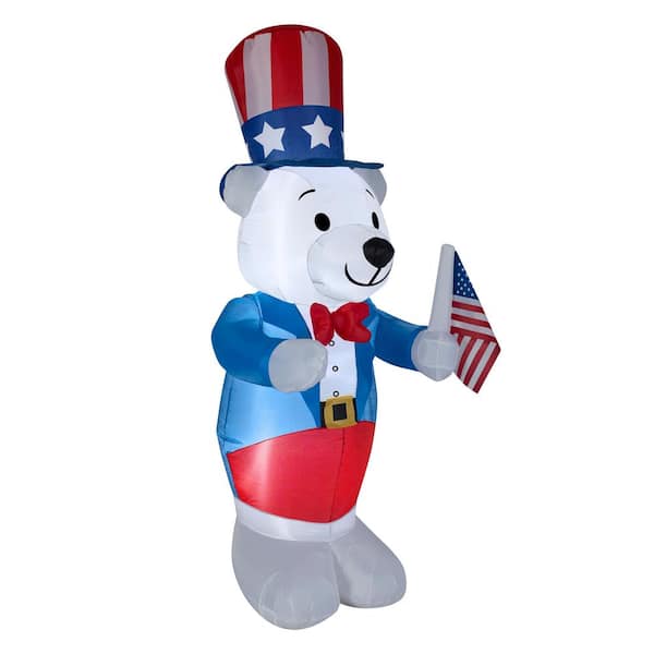 National Tree Company 4 ft. Inflatable Fourth of July White Bear GE9