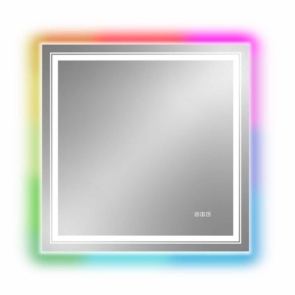 36 in. W x 1.46 in. H Rectangular Frameless Rounded Corners Wall Bathroom Vanity Mirror in White price history on PriceWatchPro