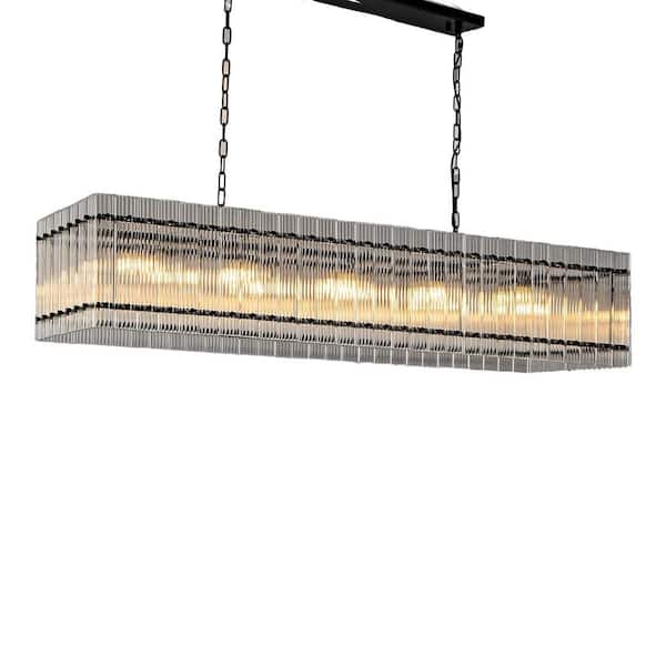 YUYI 54 in. 10-Lights Black Luxury Linear Chandelier, Modern Chandelier for Dinning Room, Kitchen, Living Room