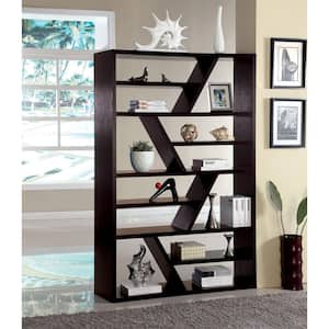 70.75 in. Espresso Wood 12-shelf Accent Bookcase with Open Back