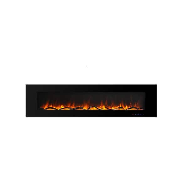 Prismaster ...keeps your home stylish 72 in. Wall-Mount Electric Fireplace with Timer & Remote, Log & Crystal, 3 Flame Colors, 1500/750W in Black
