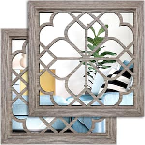 12 in. W x12 in. H Square Wall Mirror, Gorgeous Rustic Farmhouse Accent Mirror (Set of 2)