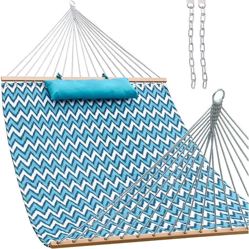 12 Ft. Quilted Fabric Hammock With Pillow, Double 2 Person Hammock ...