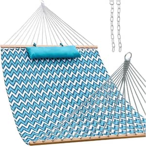 12 ft. Quilted Fabric Hammock with Pillow, Double 2 Person Hammock (Chevron-aquan)