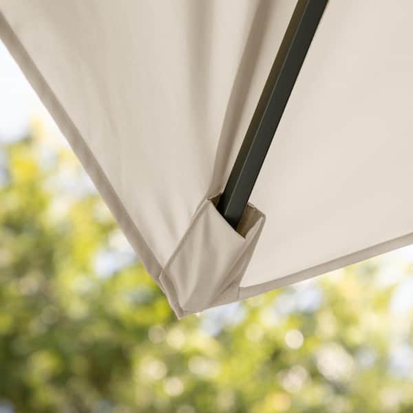 Vries 8 ft. Steel Cantilever Crank Tilt And 360 Square Patio Umbrella in Beige