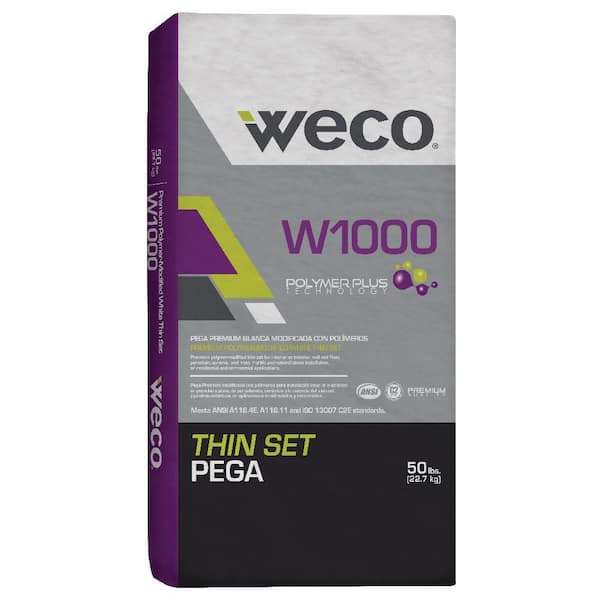 WECO W-1000 Ultra White Polymer Modified 50 lbs. Thin Set Mortar for Wall and Floor Tiles