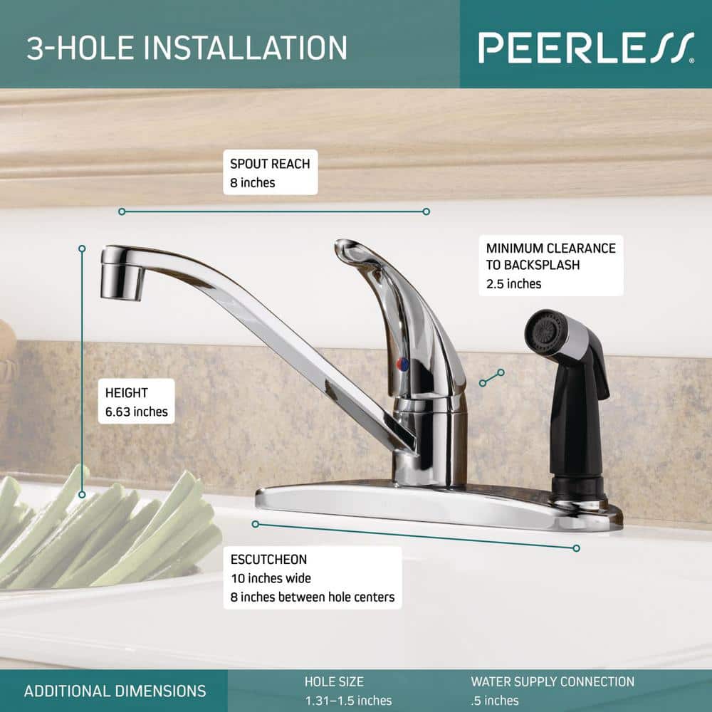 Chrome Single-Handle Kitchen Faucet with Side Sprayer