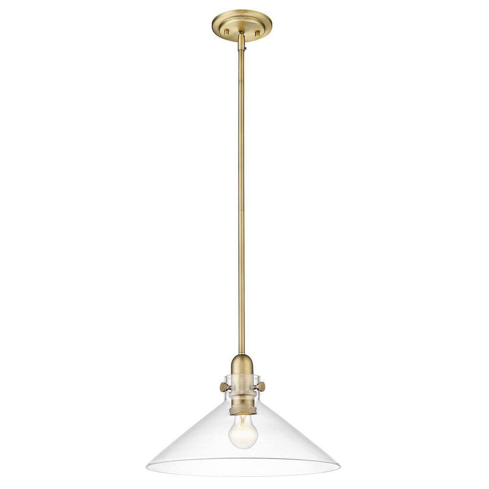 Dwyer Antique Brass and Polished Nickel 15'' Cone Pendant Light