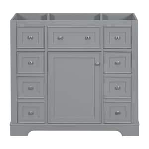 36 in. W x 18 in. D x 33 in. H Bath Vanity Cabinet without Top in Grey with 6-Drawers and Door Storage Shelf