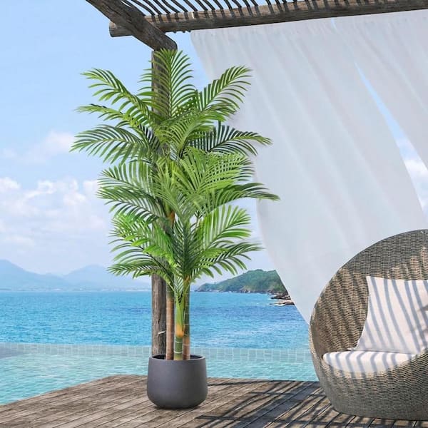 Afoxsos 7 in. Triple Cane Palm Artificial Green Indoor/Outdoor