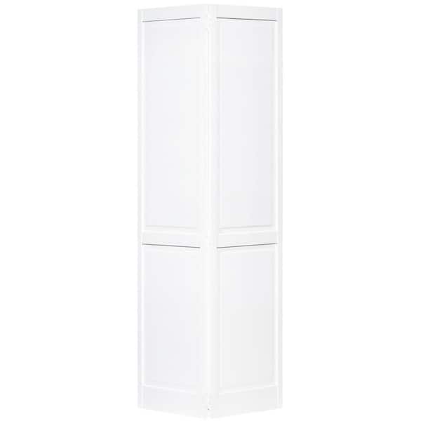Traditional 4-Panel 24 in. x 80 in. Solid Core White Primed Wood Bi-Fold Door with Hardware