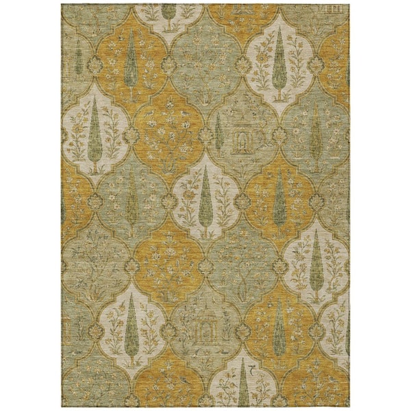 Chantille Machine Washable Indoor/Outdoor Abstract ACN3018 Gold 5 ft. x 7 ft. 6 in. Area Rug