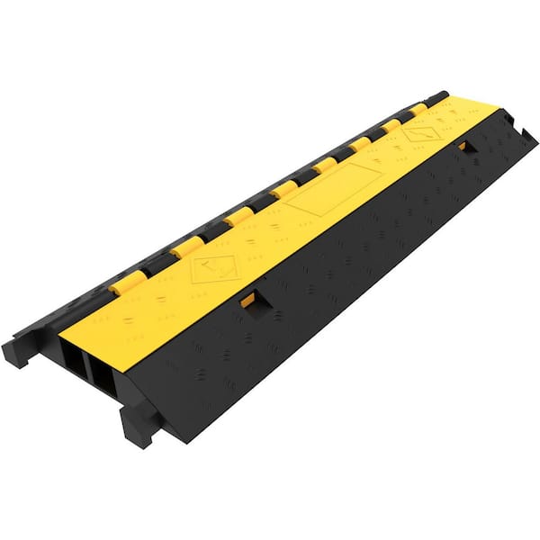 40.5 in. x 10 in. x 2 in. 3.375 ft. Rubber Cable Protector Ramp, 4 Pack, 2 Channel, 66,000 lb. Load Capacity, Conduit