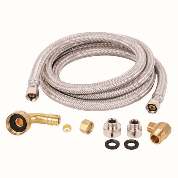 Everbilt 6 ft. Polymer Braided Dishwasher Kit with Adapters 7228-72-38 ...
