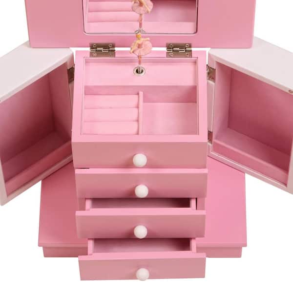 Mele & Co Elise Girl's Pink Wooden Musical Ballerina Jewelry Box