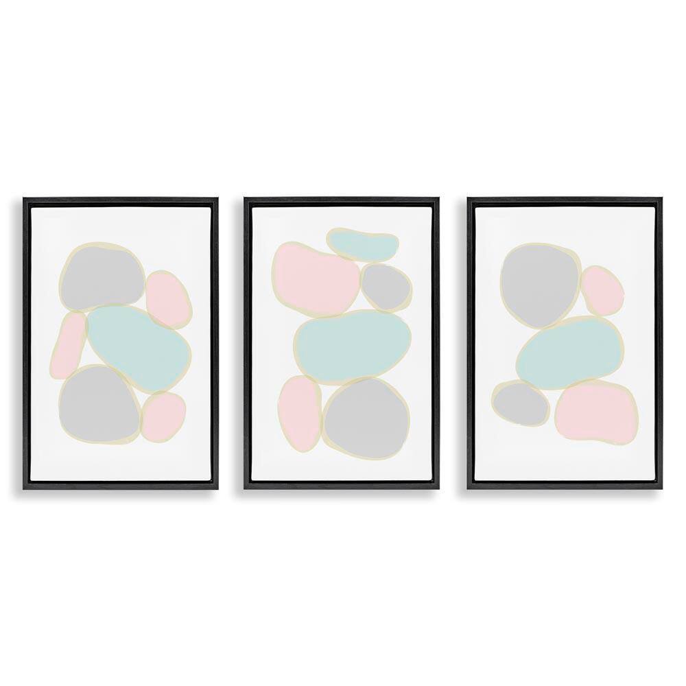 Pastel Stones on White by Martina Pavlova 3 Pieces Black Floater Frame Abstract Graphic Art Print 25 in. x 17 in. price history on PriceWatchPro