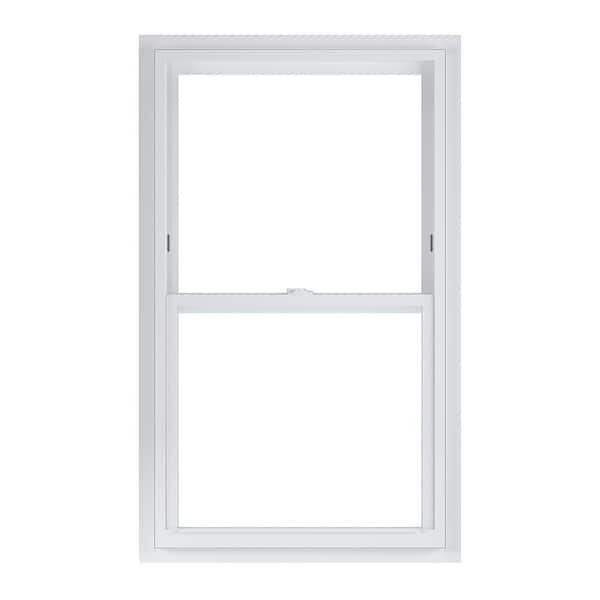 American Craftsman 32 in. x 52 in. 70 Series White Single Hung Low-E Argon SC Glass Vinyl Fin with J Window, Screen Incl