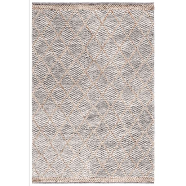Natura 5 ft. x 8 ft. Light Gray/Natural Diamond Border Area Rug
