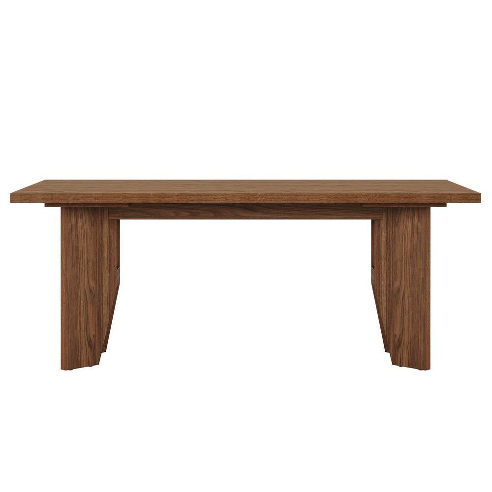Roesler Farmhouse Brown Rectangular Wood 63 in. Pedestal Dining Table Kitchen Table Seats 6 for Kitchen, Dining Room