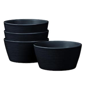 Colorscapes Black-on-Black Swirl 6 in., 25 fl. oz. (Black) Porcelain Cereal Bowls, (Set of 4)