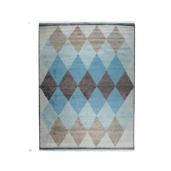 EORC Multicolored 10 ft. x 14 ft. Hand-Knotted Wool Transitional Moroccan Area Rug