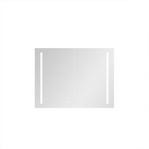 40 in. W x 30 in. H LED Large Rectangular Metallic Gray Aluminum Surface Mount Medicine Cabinet with Mirror