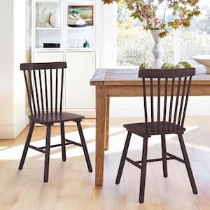 Windsor Classic Coffee Solid Wood Dining Chairs with Curving Spindle Back for Kitchen and Dining Room (Set of 4)
