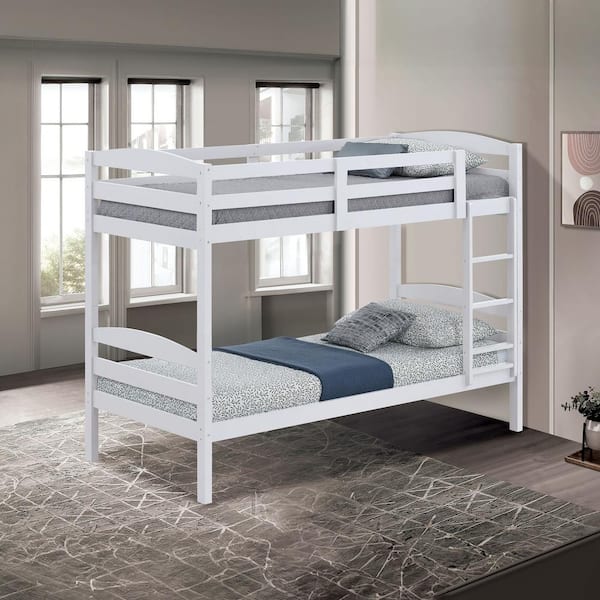 Plains White Twin over Twin Bunk Bed with Arch Slat Design