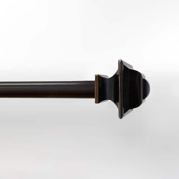 Lumi 84 in. - 120 in. Adjustable Single 5/8 in. Dia. in Oil Rubbed Bronze Curtain Rod with Square finials
