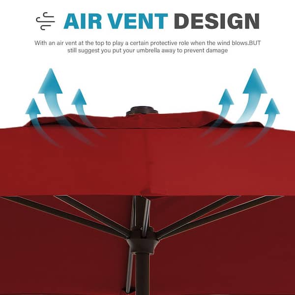 6.5 ft. x 10 ft. Steel Market Tilt Patio Umbrella in Red