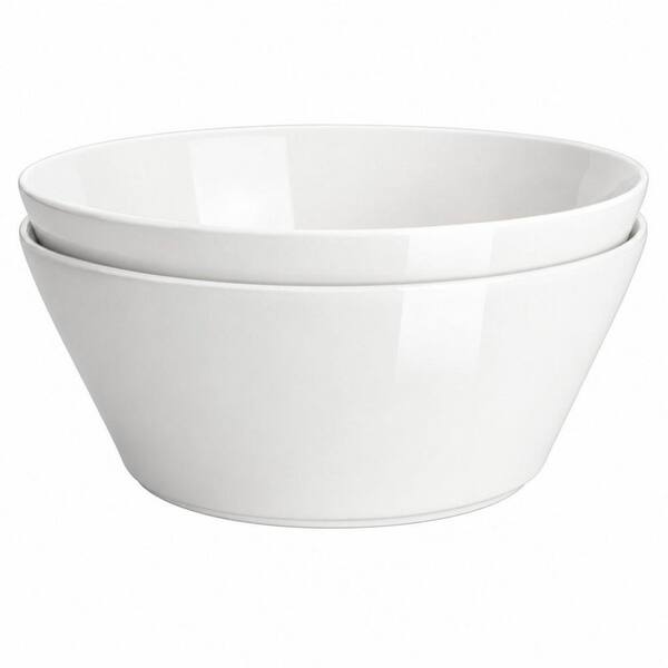 105 oz. White Porcelain Salad and Soup Bowl for Ramen, Pasta, Pho, Microwave and Dishwasher Safe (Set of 2)