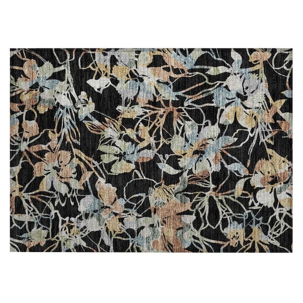 Chantille Machine Washable Indoor/Outdoor Abstract ACN3005 Black 3 ft. x 4 ft. Area Rug
