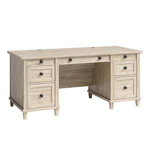 Hammond 67.559 in. Chalk Oak Engineered Wood 6-Drawer Executive Desk with Flip-Down Keyboard Shelf