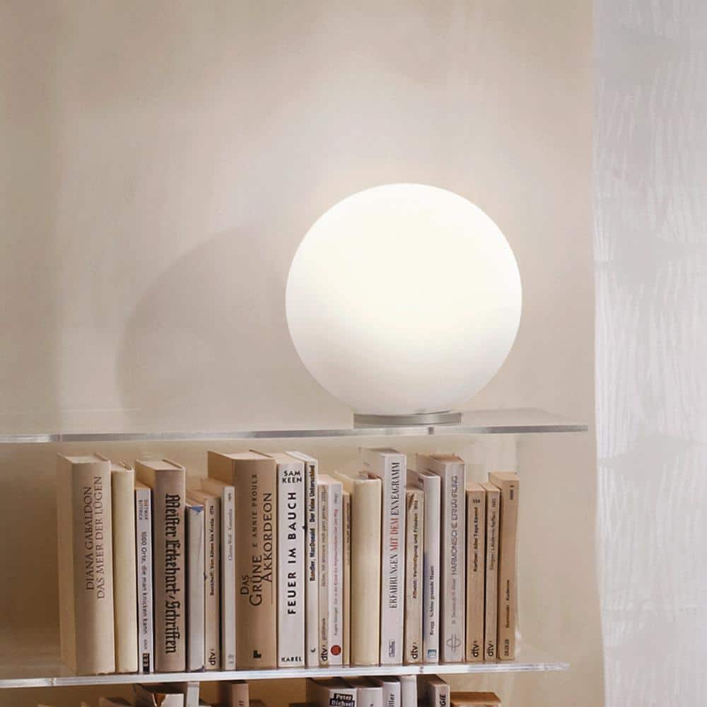 Eglo Rondo 8-Inch Silver Globe Table Lamp with Frosted Opal Shade