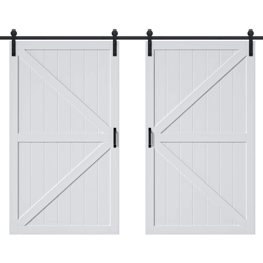 96 in. x 84 in. White Primed MDF K-Shape Interior Barn Door Slab with Rustic Hardware Kit (Without Soft Close ) price history on PriceWatchPro