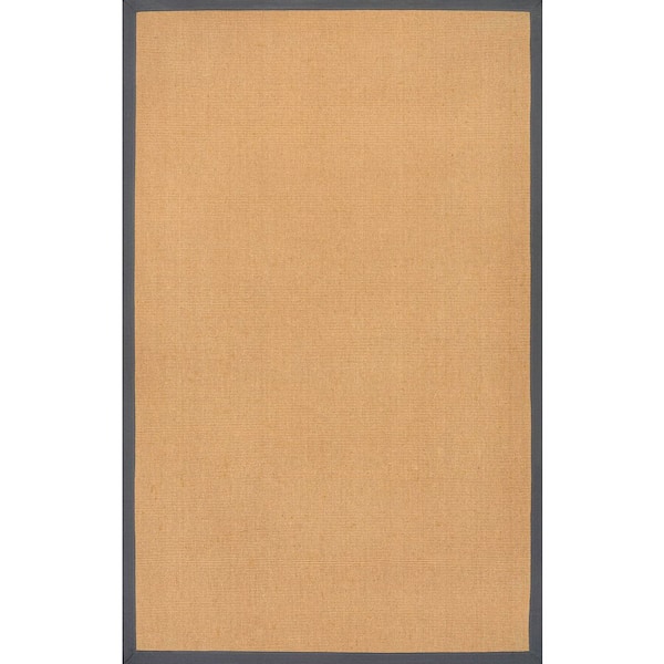 Camden Farmhouse Cottage Border Jute Natural/Dark Gray 5 ft. x 8 ft. Area Rug