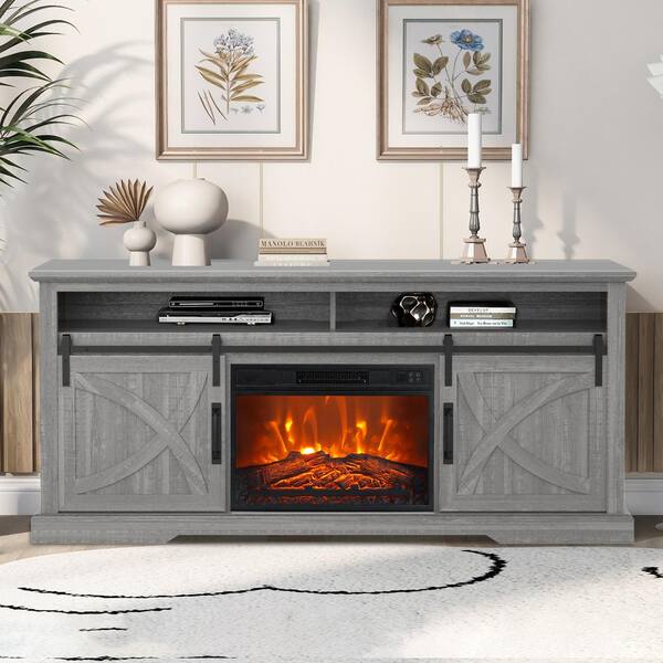IHOMEadore 68 in. Freestanding Media Console Electric Fireplace TV