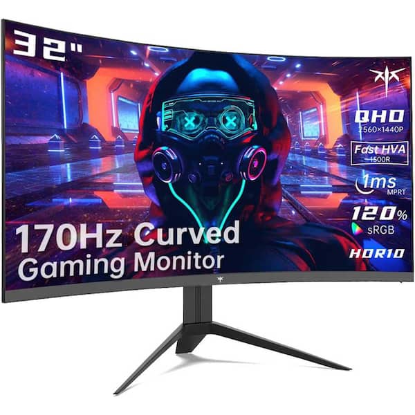 32 in. Curved Gaming Monitor 2K 170Hz 1440P 1ms HDR FreeSync VESA DisplayPort HDMI USB Frameless HDTV PC Monitor